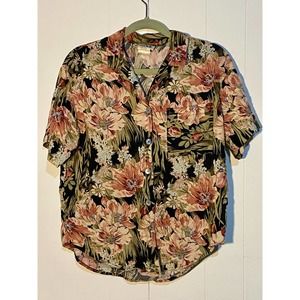 Vintage button down floral shirt with shell buttons